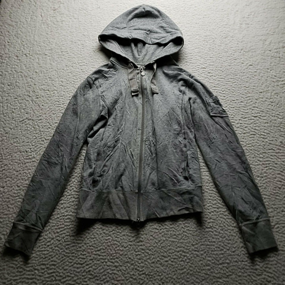 Nike Hoodie Womens Medium Gray Full Zip Knit Raglan Sleeve Logo Pocket Stretch